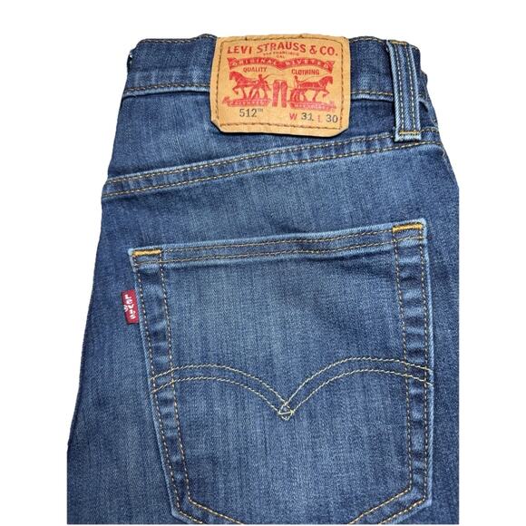 Levis 512 Jeans Men's 31x30(31x28.5) Blue Denim Medium Wash Straight Leg - Picture 2 of 12